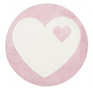 Dětský koberec Livone Graziela Design srdce kruh růžová - Ø133