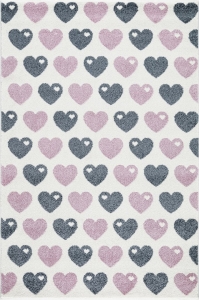 Dětský koberec Livone Graziela Design srdíčka šedo růžová - 120x180