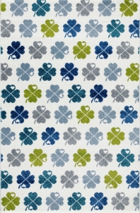 Dětský koberec Livone CLOVER LEAF čtyřlístek modro bílá - 120x180