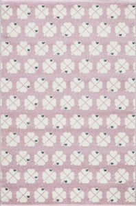 Dětský koberec Livone CLOVER LEAF čtyřlístek šedo růžový - 120x180