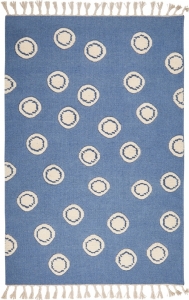 Dětský vlněný koberec Ring modrá - 120x180
