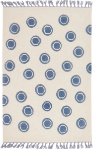 Dětský vlněný koberec Ring natur modrá - 160x230