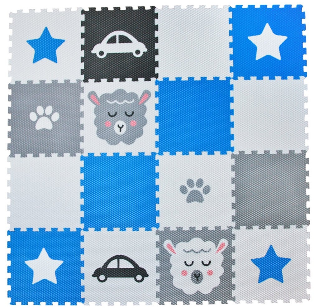 Pěnový dětský koberec - beránek, auto, hvězda, tlapka 0056