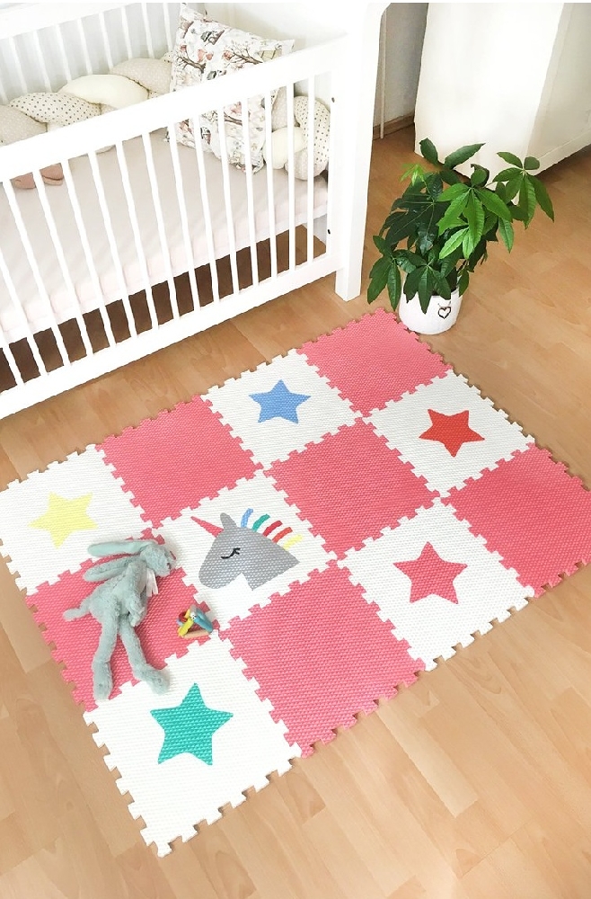 Pěnový dětský koberec - jednorožec a hvězdy 0266