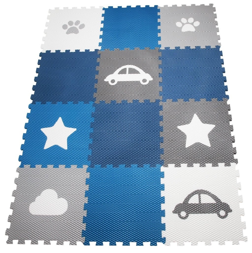 Pěnový dětský koberec - tlapka, mrak, auto, hvězda 1605