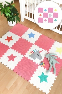 Pěnový dětský koberec - jednorožec a hvězdy 0266